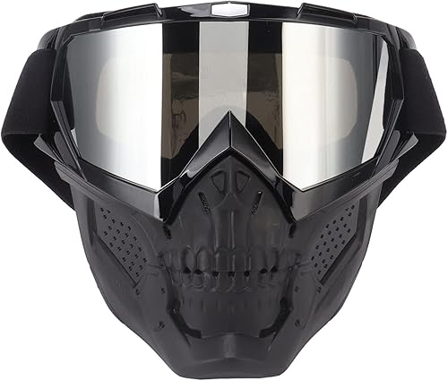 plplaaoo Masque de Lunettes de Moto, Masque de Lunettes de crâne, Masque de Protection de Moto réglable détachable en éponge PC pour la randonnée Hors Route pour Hommes Femmes(Le Noir), Lunettes d - Poukt