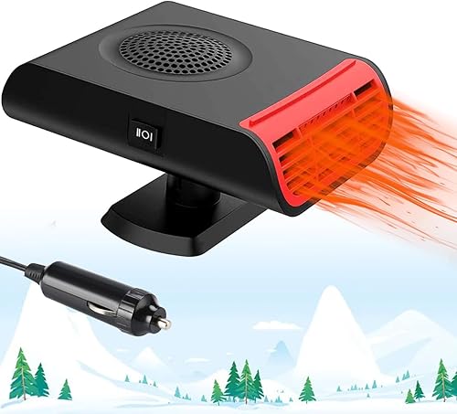 Showvigor Chauffage de Voiture 12V 150W, Chauffage De Ventilateur Voiture Portable 2 en 1, Auto Chauffage Soufflant Portabilité Chauffage Allume Cigare pour Camping RV Voiture - Poukt