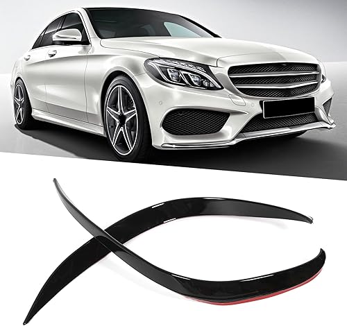 Deror Aileron de pare-chocs avant, 2 pièces de remplacement de séparateur de canard d'aileron de pare-chocs avant pour Mercedes Classe C W205 AMG-Line 2019+, ABS Noir, Peinture noire brillante - Poukt