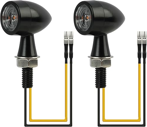 Riybyds 2 Pièces, Clignotants LED Mini Bullet pour Moto 12V, Universels, en Alliage de Zinc Moulé, Design Rétro, Étanches, Installation Facile,Applicable à la Plupart des Motos - Poukt