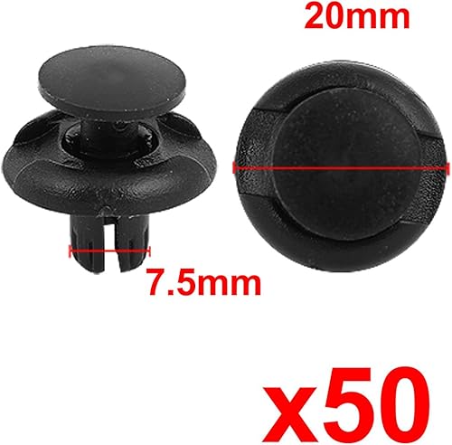 sourcing map 50 Pcs Rivet en Plastique Trou de 7.5 mm diamètre Clip de Fixation Pare-Choc Garde-Boue - Poukt