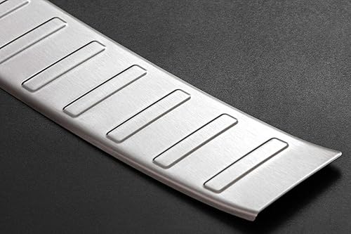 Recambo Protection de seuil de Chargement en Acier Inoxydable Mat Compatible avec VW Tiguan II et ALLSPACE - À partir de 2016 - avec Rebord - Qualité supérieure - Poukt