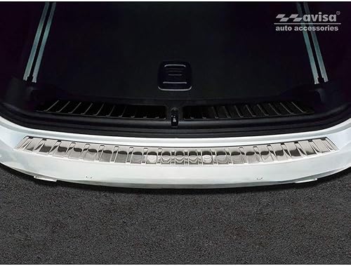 Avisa Protection de seuil arrière inox noir compatible avec Volvo XC60 II 2017-2021- & FL 2021- incl. R-Design 'Ribs' - Poukt