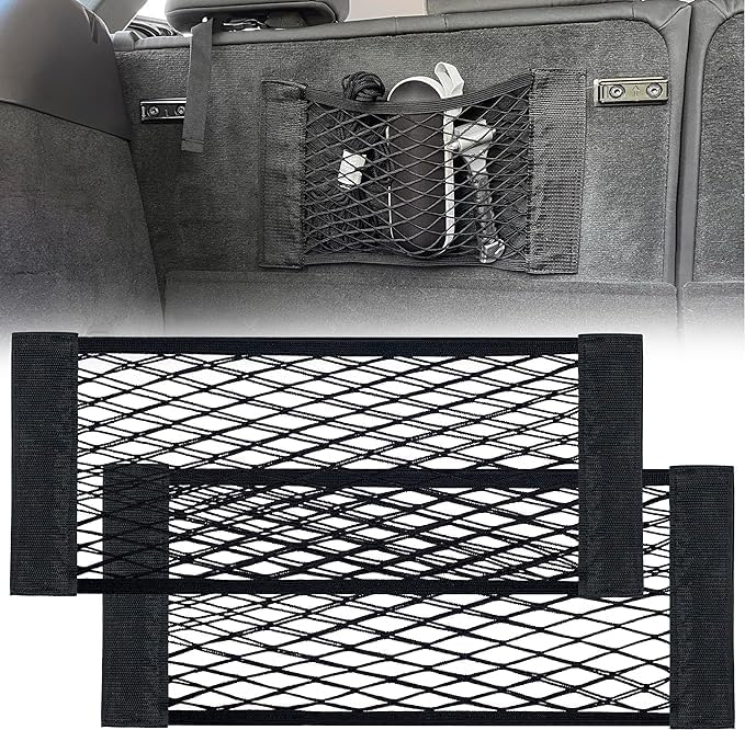 LYSAIMG Lot de 2 mailles, filet de coffre pour voiture, poche de rangement automatique, 60 x 25 cm, filet de rangement élastique, filet de protection pour camping-car, bateaux, camions - Poukt