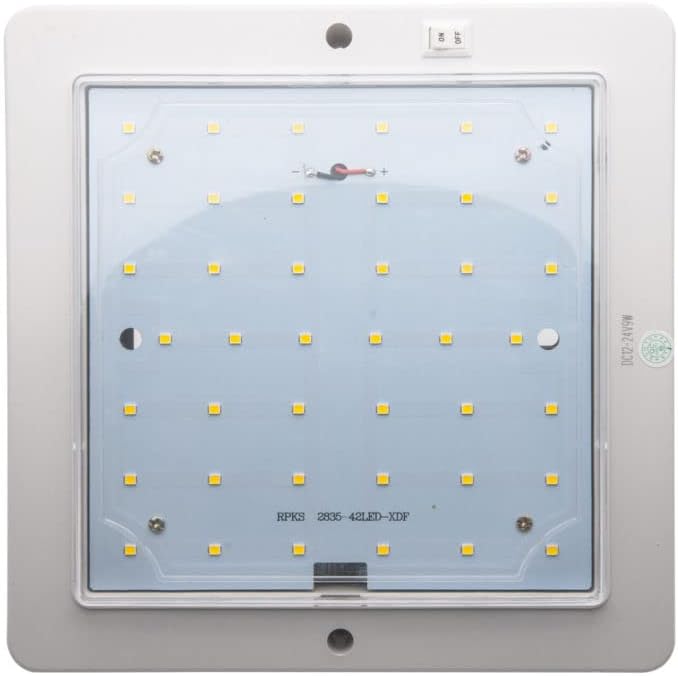 Riloer Plafonnier LED 12V-24V 9W pour Camping Car RV lampe de toit - blanc chaud Universel caravane camping-car bateau feux de toit lampe blanc/chaud - Poukt