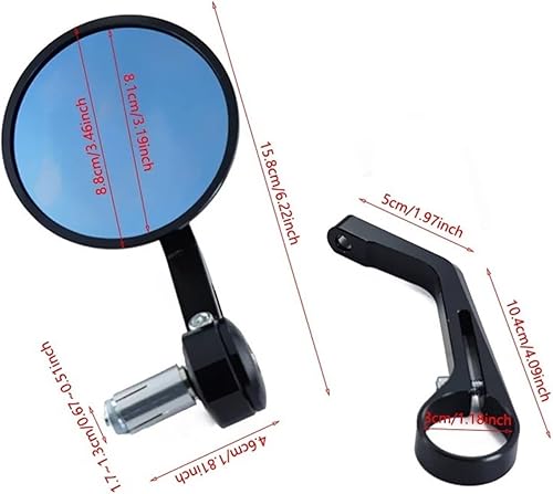 Rétroviseurs Extrémité Guidon 1 Paire 7/8 ''22mm pour Ducati pour Scrambler 400 800 1100 2014-2019 Rétroviseurs D'extrémité De Barre De M&OTO Pointe De Guidon Rétroviseur Miroirs Guidon - Poukt