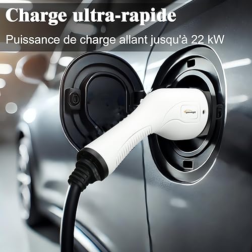 GUWIEYG Câble Type 2 de Recharge pour Voiture Electrique 22KW 5M, Câble Type 2 à Type 2 EV/PHEV avec Sac de Transport - Poukt