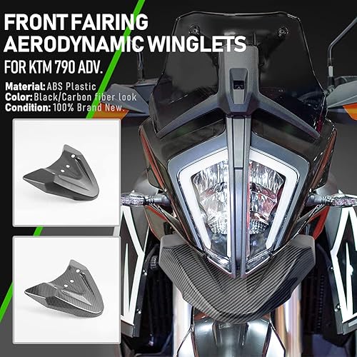 Phare de Moto Avant Roue Garde-Boue Bec Extension Nez cône Garde Extender Couverture Capot Support carénage pour K.T.M 390 ADV 390 ADV 2019-2023 790 ADV 790 Adventure 2019-2021 (Noir) - Poukt