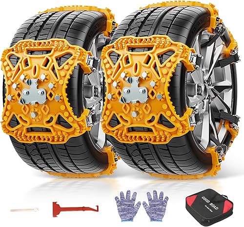 Lot de 6 EAGLE CLAW Chaines Neige Faciles à Installer,Chaînes à Neige Universelle pour Voiture/Léger Camions/SUV, Pour Largeur des pneus entre 165 et 265 mm (jaune) - Poukt