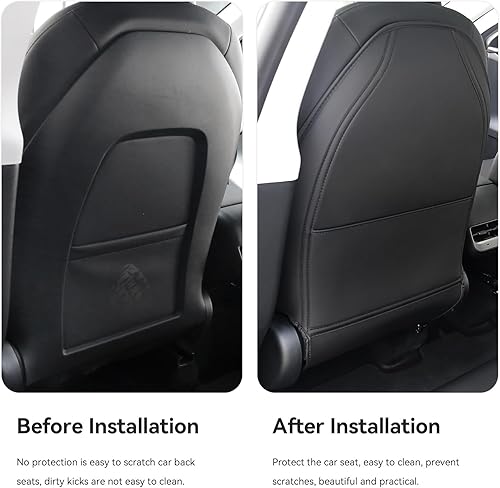 Bercicci Lot de 2 protections de dossier de siège pour Tesla Model Y/3/X/S - Accessoires en cuir - Tapis de voiture - Poche étanche et anti-rayures - Noir - Poukt