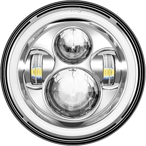 YSQOFDNFD Phare Moto Phare De Moto À LED De 7 Pouces, Feux De Jour Halo pour Royal pour Enfield pour Himalayan 400 411 650 350 pour Cafe pour Racer Phare LED Moto(Black A) - Poukt