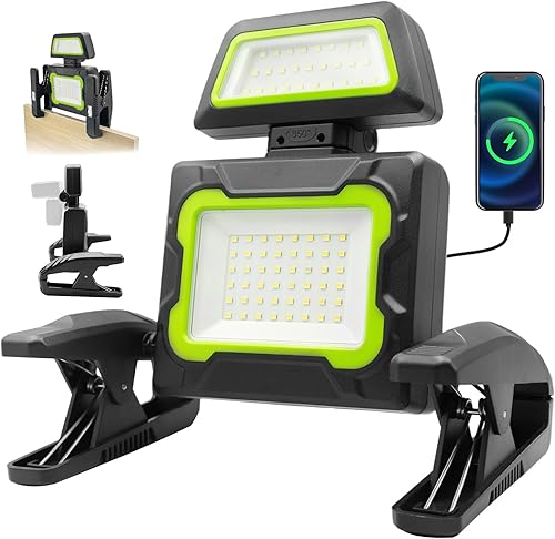 SYLSTAR Lampe Led Rechargeable avec Pince, 30W Lampe de Travail avec Magnétique, 5 Modes Lampe Rechargeable, 350° Rotation Lampe Rechargeable pour Reparation Auto, Atelier - Poukt