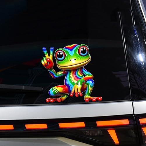 Leniutor 1 autocollant grenouille en vinyle imperméable pour pare-chocs, motif grenouille amusante pour camion, SUV, ordinateur portable - Poukt