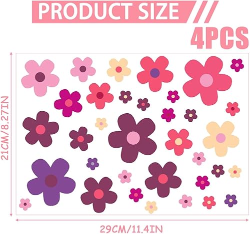 Bekecidi Lot de 140 autocollants imperméables pour voiture, motif fleurs multicolores pour cadres, fenêtres, casques et plus durables, faciles à appliquer, pour vélos, voitures et décoration - Poukt