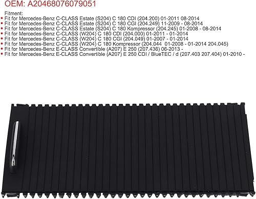 Couvercle de Store Enrouleur de Console Centrale, Fermeture à Glissière pour Porte-gobelet, Obturateur Coulissant de Console Centrale pour CClass EClass W204 A207, Numéro - Poukt