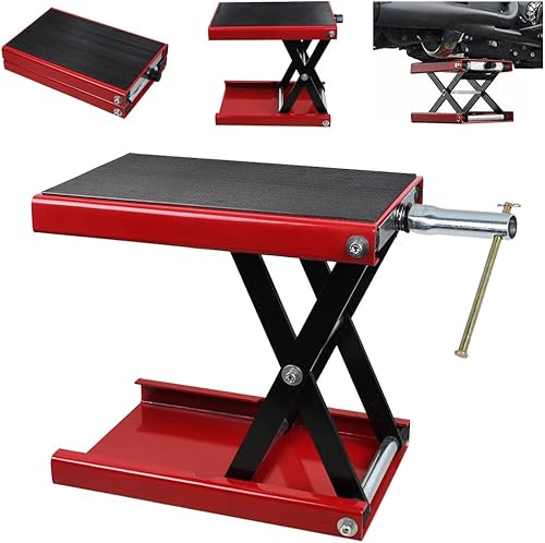 Cric de Moto 1100 lbs/500 kg Hauteur 19-34 cm Pont Élévateur Ciseaux Moto en Acier Plate-Forme Élévatrice Moto Dimension Plat-Forme 36x23 cm Lève Moto Sécurisée Table Élévatrice Moto Entretien, Rouge - Poukt