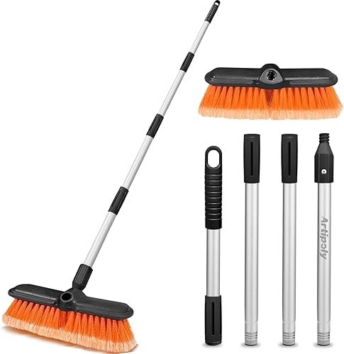 ARTIPOLY Brosse de lavage de voiture de 165,1 cm avec long manche, brosse de nettoyage douce anti-rayures de 25,4 cm, kit de lavage de voiture portable pour camping-car, camion, maison, revêtement de - Poukt