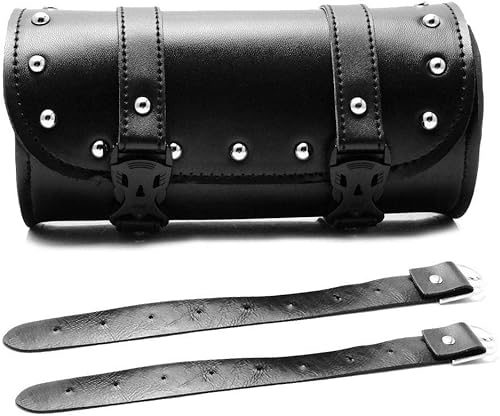 Futurepast Sacoches de Moto pour Fourche Avant Sac de Guidon en Cuir PU Sacoche de Moto Noire pour Yamaha Harley Davidson Sportster Softail Dyna - Poukt