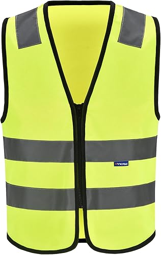 AYKRM 4c Adulte Haute Visibilité Salut Vis Gilet Gilet Workmans Sécurité Salut Vis Gilet (XL, JAUNE) - Poukt