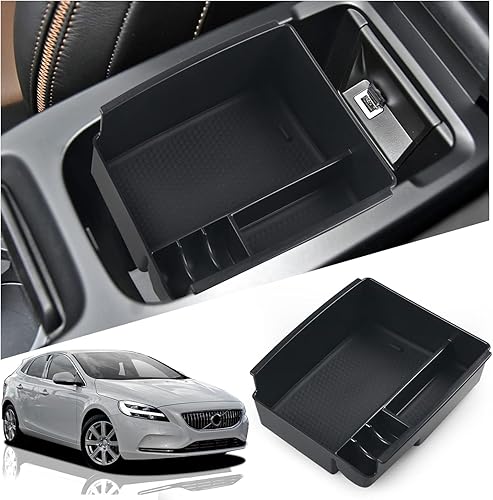 Ruiya Compatible avec Volvo V40 2013-2018 Accoudoir Boîte de Rangement, Plateau de rangement de la console Boîte de rangement pour console centrale accoudoir Volvo V40 Accessoire - Poukt