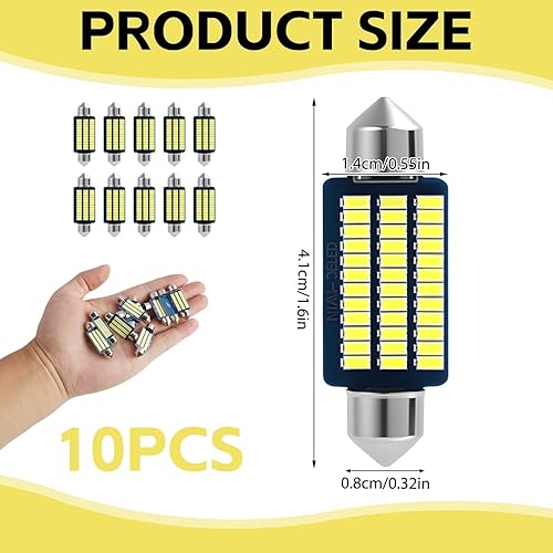 Jecdfs 10 pièces Eclairage Led Voiture, ampoule led voiture, ampoule navette led 12v, Plug and Play, Super Lumineux LED bande pour l'intérieur de voiture, Universel pour voiture, camion, camping-car - Poukt