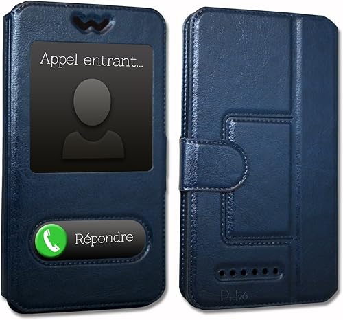 PH26 V-Mobile A10 4G 2018 Etui Housse Folio Or Gold Extra Slim X 2 Fenêtres en éco Cuir de qualité avec fermuture magnétique et surpiqûres Apparentes - Poukt