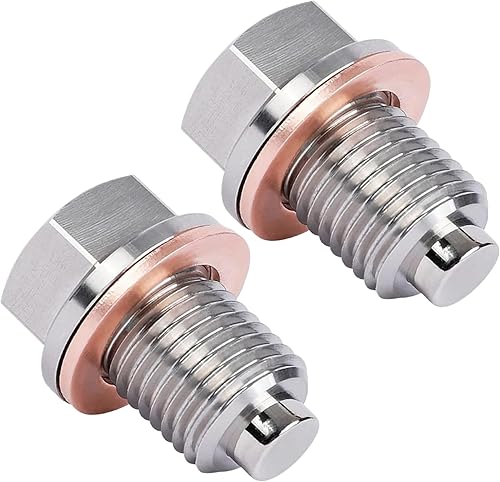 Bouchon de vidange magnétique, 2pcs M14x1.5 Bouet de drain d'huile avec espaceur en acier inoxydable Remplacement magnétique Boulons d'huile pour automobile - Poukt