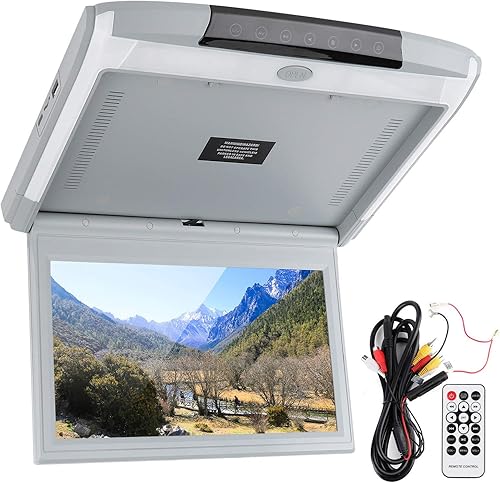 aqxreight - Écran de moniteur au plafond de 11,6 pouces - Moniteur de montage sur le toit de voiture panoramique Hi-Res 1920x1080p, écran rabattable pour véhicule avec émetteur FM, USB/TF, H-D-M-I, - Poukt