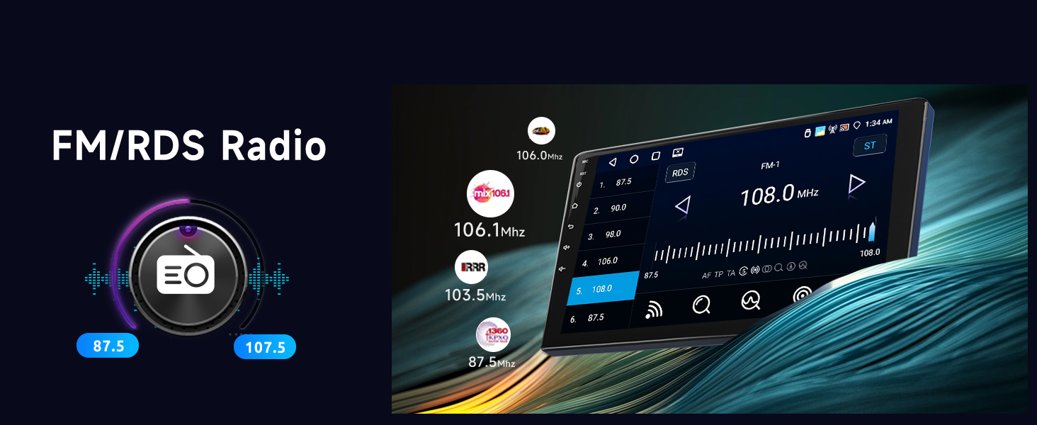 Radio with Wireless Carplay Android Auto Mirror Link, 9 inch Touch Screen Radio with GPS