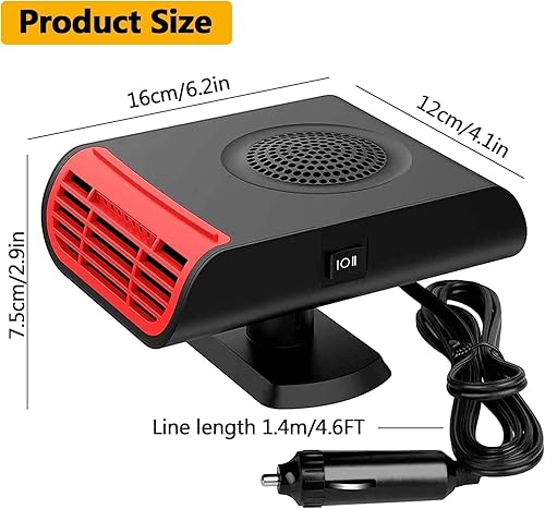 Showvigor Chauffage de Voiture 12V 150W, Chauffage De Ventilateur Voiture Portable 2 en 1, Auto Chauffage Soufflant Portabilité Chauffage Allume Cigare pour Camping RV Voiture - Poukt