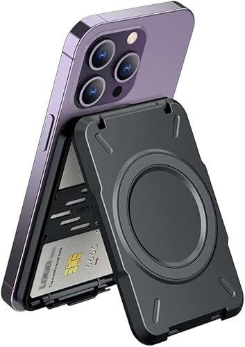 PROfezzion 2 en 1 Mag-Safe Wallet Kickstand, pour 4 Cartes, RFID Blocking avec Coque Fine pour iPhone 16 16 Plus 16 Pro 16 Pro Max 15 14 13 12 & Mag-Safe Case,Pas pour iPhone 13Mini/12Mini(Noir) - Poukt