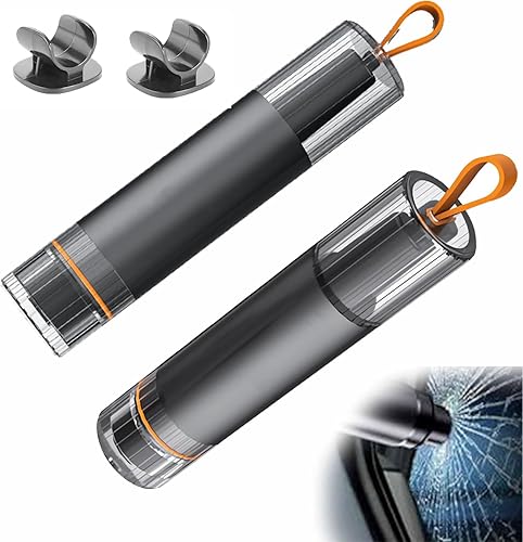 Bkemkri Lot de 2 Brise Vitre Coupe Ceinture, Marteau d'urgence, Marteau de Sécurité avec Coupe-Ceinture, Poinçon À Ressort, Marteau d'urgence 2 en 1 pour Voiture d'urgence de Sauvetage pour Les Bus - Poukt