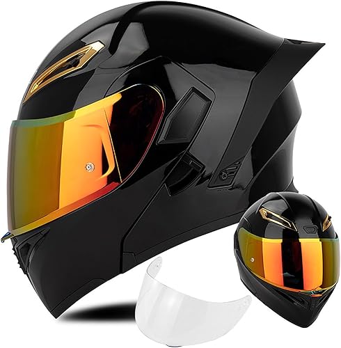 Casque Modulable XYYYM, Intégral Homme-Femme, DOT/ECE, Noir, Motos, Scooters, Vélos, Karts - Poukt