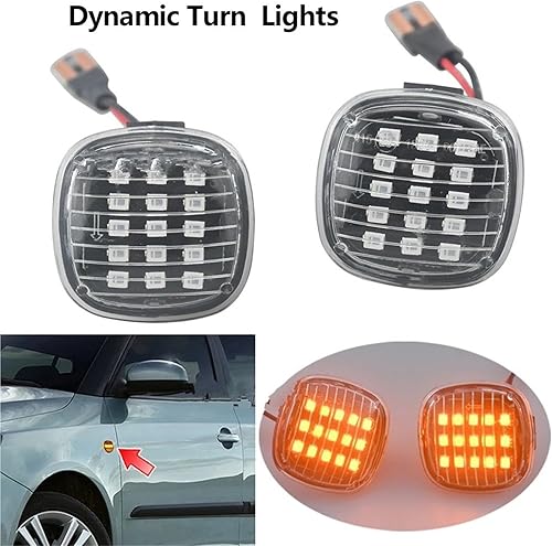 Clignotant Dynamique pour Skoda pour Fabia pour Octavia Mk1 Mk2 pour Roomster pour Rapid 2012-2016 2 Pièces Clignotants À LED Dynamiques Feux De Position Latéraux Latéral Clignotant Séquentiel - Poukt