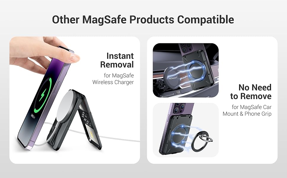 PROfezzion Porte Carte téléphonique Magsafe pour iPhone 16 16 Plus 16 Pro 16 Pro Max 15 14 13 12