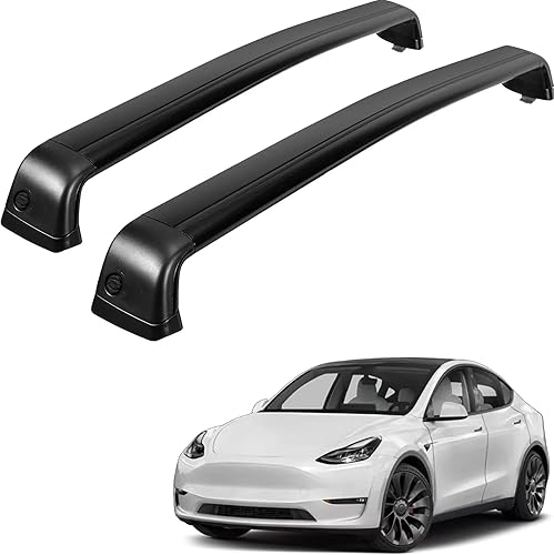 AnJWen Barres de Toit pour Tesla Model Y 2017-2024, Faible Bruit du Vent, Antirouille, Grande Capacité de Charge Verrouillable - Poukt