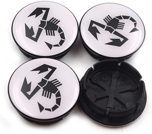 OBONG 4 Pièces Voiture Cache-moyeux Cache Moyeu Compatible avec pour Fiat Punto Abarth 124 125 500 595 696 Stilo Ducato 50mm 60mm Enjoliveur Capuchon Central,J-50mm - Poukt