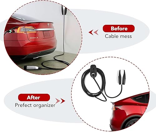 HommyFine Support de câble de charge pour Tesla Model 3, Model Y, Model X, Model S, support mural avec support de châssis pour chargeur mobile standard Tesla Gen 1 et 2 (convient pour la version - Poukt