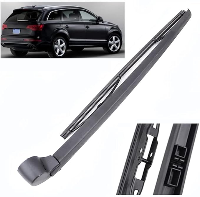 ZELLYA Essuie Glace Arrière, pour Audi Q7 4l 2005-2016 Pare Brise Glace Bras et Lame Arrière Balais D'essuie-Glaces Remplacement Plastique Noir - Poukt