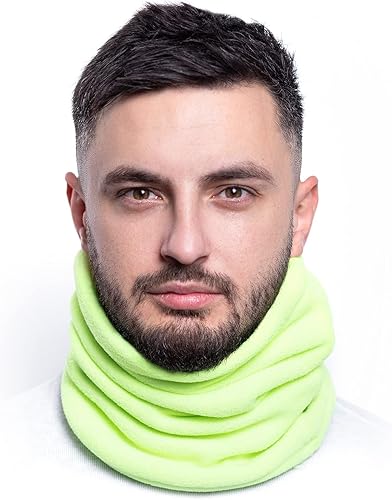 ...KARL LOVEN Tour de Cou Homme Femme Unisex Polaire Cache-Cou col Nez Hiver masque écharpe Tube Chaud épais ski cyclisme vélo moto Sport Bonnet Snow Bandeau Coupe-Vent élastique (Jaune) - Poukt
