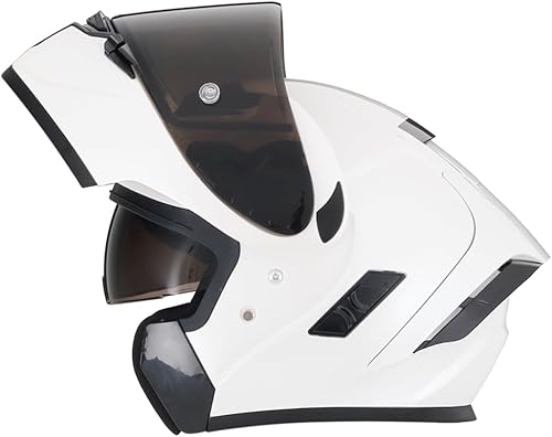 Woljay Flip Up casque moto modulaire double visière casques intégraux moto intégrée pour adultes hommes femmes course de rue DOT ECE 22-05 Approuvé (Matte Black,L) - Poukt