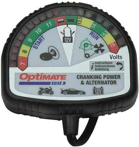 OptiMate TecMate Test TS-120, Cranking & Alternator - Testeur 12 V pour l’état de Charge de la Batterie, Les Performances de la pédale de démarrage et Le système de Charge du véhicule. - Poukt