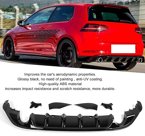 Noir brillant pour TCR, avec revêtement anti- diffuseur universel pare-chocs arrière pour MK7.5 Facelift 2017-2020 - Poukt