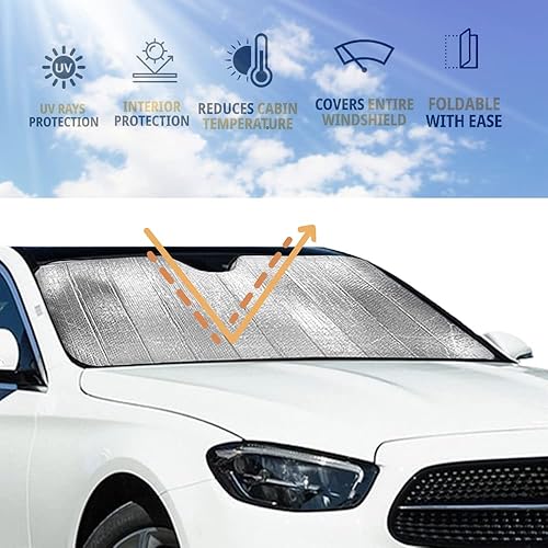 Pare-soleil de voiture Store Voiture - Pare-soleil avant - Pliable - Protection UV - Argent - Poukt