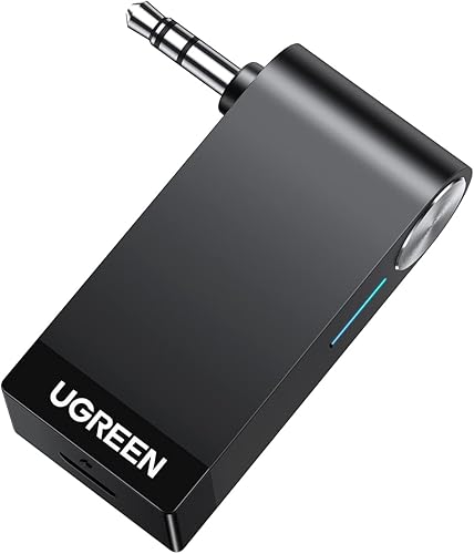 UGREEN Récepteur Bluetooth 5.0 Voiture Adaptateur Aux 3.5mm Jack Kit Mains Libres avec Mic Intégré pour Streaming Maison Auto Haut Parleur - Poukt