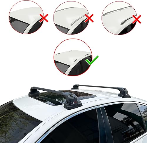 Apline Compatible avec BMW Série 1 (F40) 2020-2024 ACE-3 Barres de Toit Railing Porte-Bagages de Voiture Noir Aluminium 2 Barres - Poukt