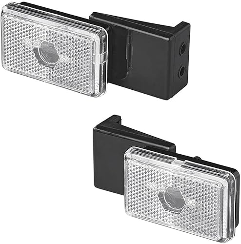MultiBros Lot de 2 feux de position blancs 12 V avec ampoule navette C5W - 110 x 45 x 51 mm - Feu de position avec marque de contrôle E - Feu de position pour remorque, caravane et remorque - Poukt