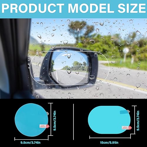 Film Protection Contre Pluie Rétroviseur, ACTOYS 8 PCS Films de Protection pour Rétroviseur, Voiture Anti Buée Anti Pluie, Housse de Pluie pour Rétroviseur de Voiture - Poukt