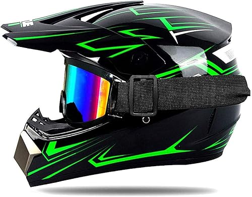 Casque Motocross Enfants UIGJIOG Vert D.Ö.T Certification DOT pour Jeunes Quad Crash DH Full Face Off Road Dirt Bike Descente VTT MX Moto pour Filles et Garçons - Poukt