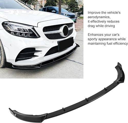 Becquet de Lèvre de Pare-Chocs Avant, Protection de Pare-Chocs Aérodynamique, Kit de Carrosserie de Remplacement pour Classe C W 205 C 205 S 205 AMG-Line 2019-2021 (Noir Brillant) - Poukt